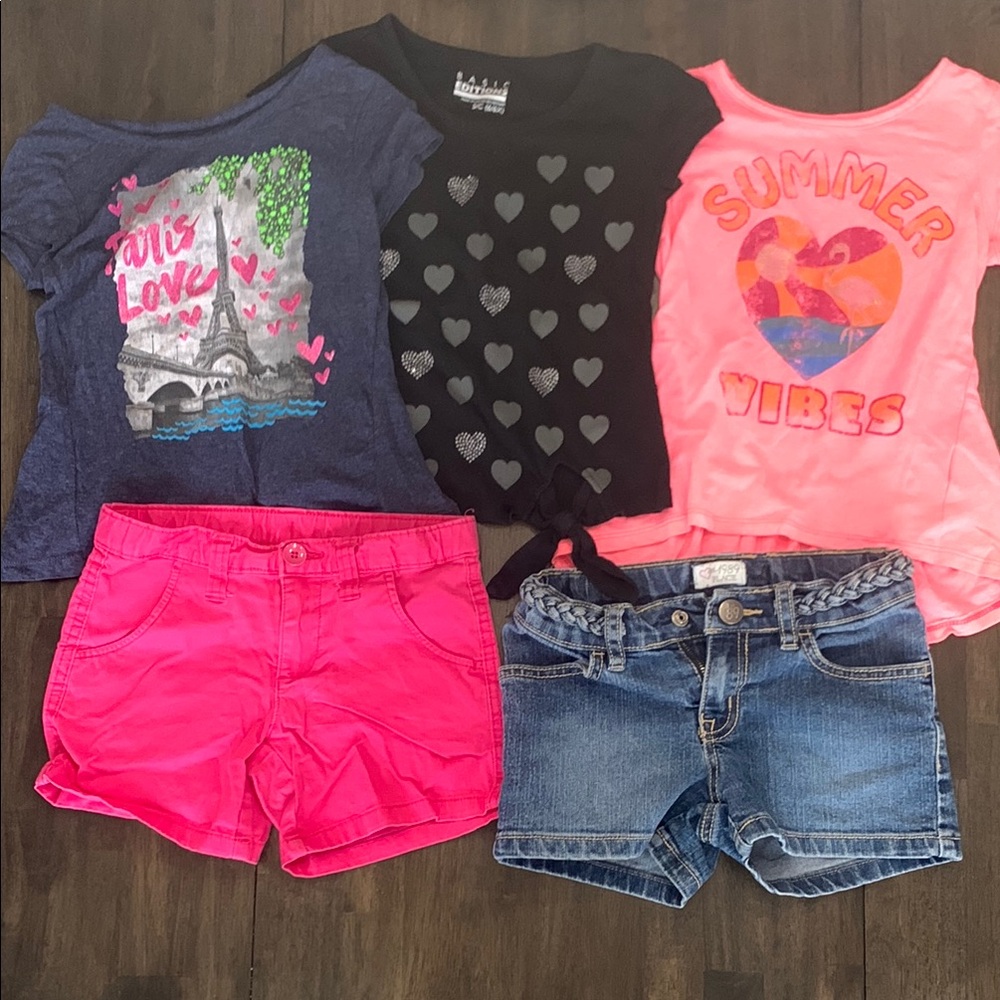 Girls' Graphic Tees and Shorts Set